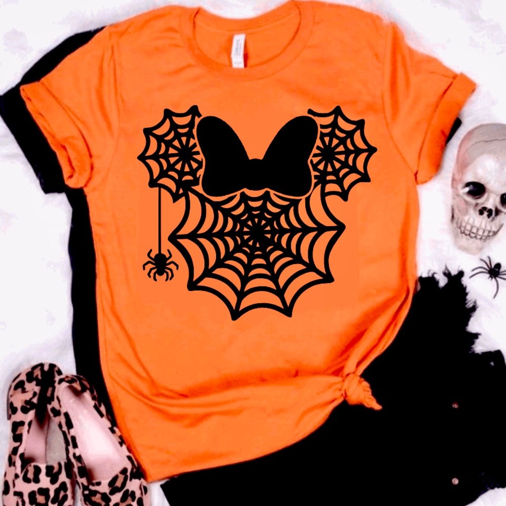 Halloween spider web Minnie Mouse t-shirt unisex